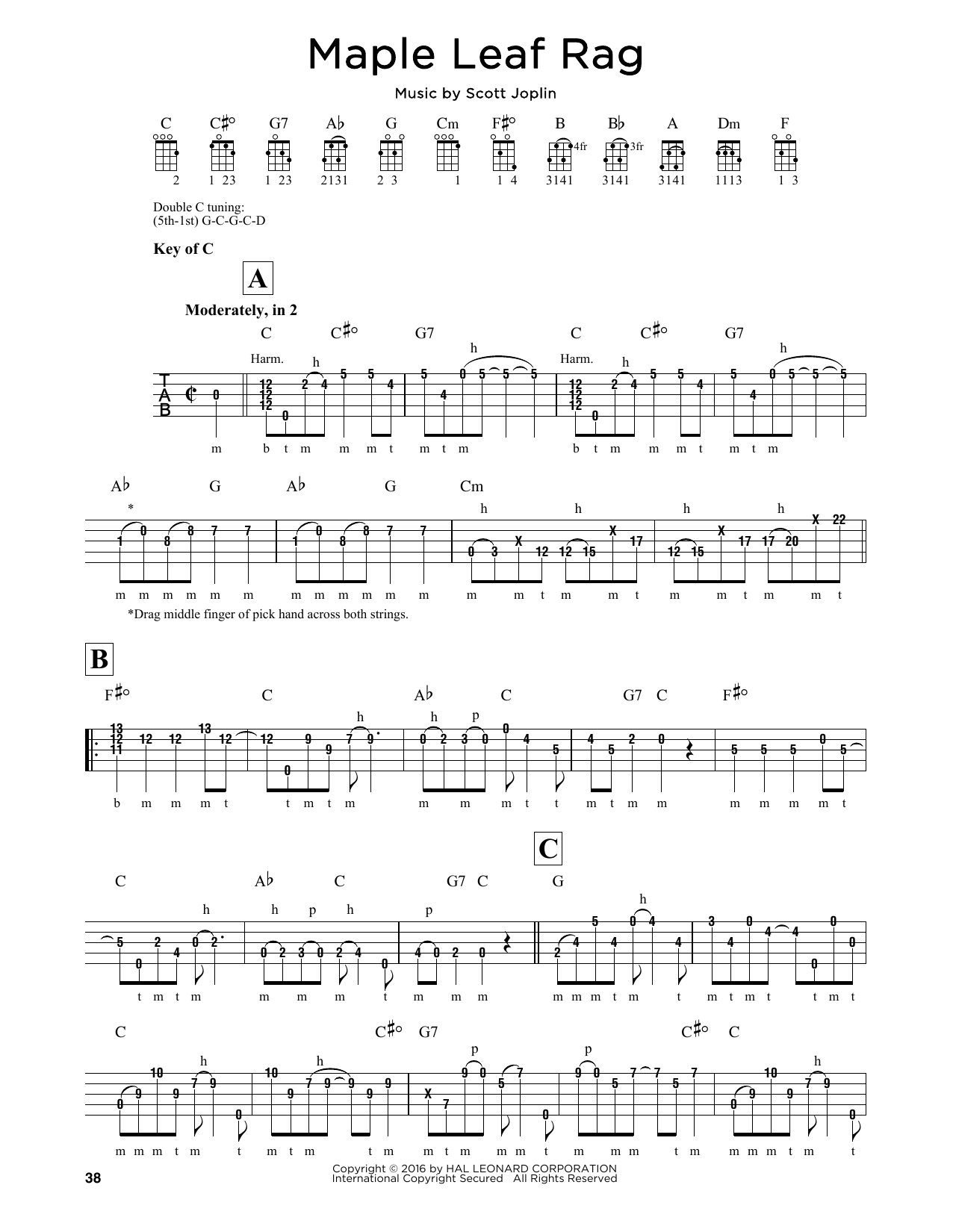 Jule Styne Maple Leaf Rag sheet music notes and chords arranged for Banjo Tab