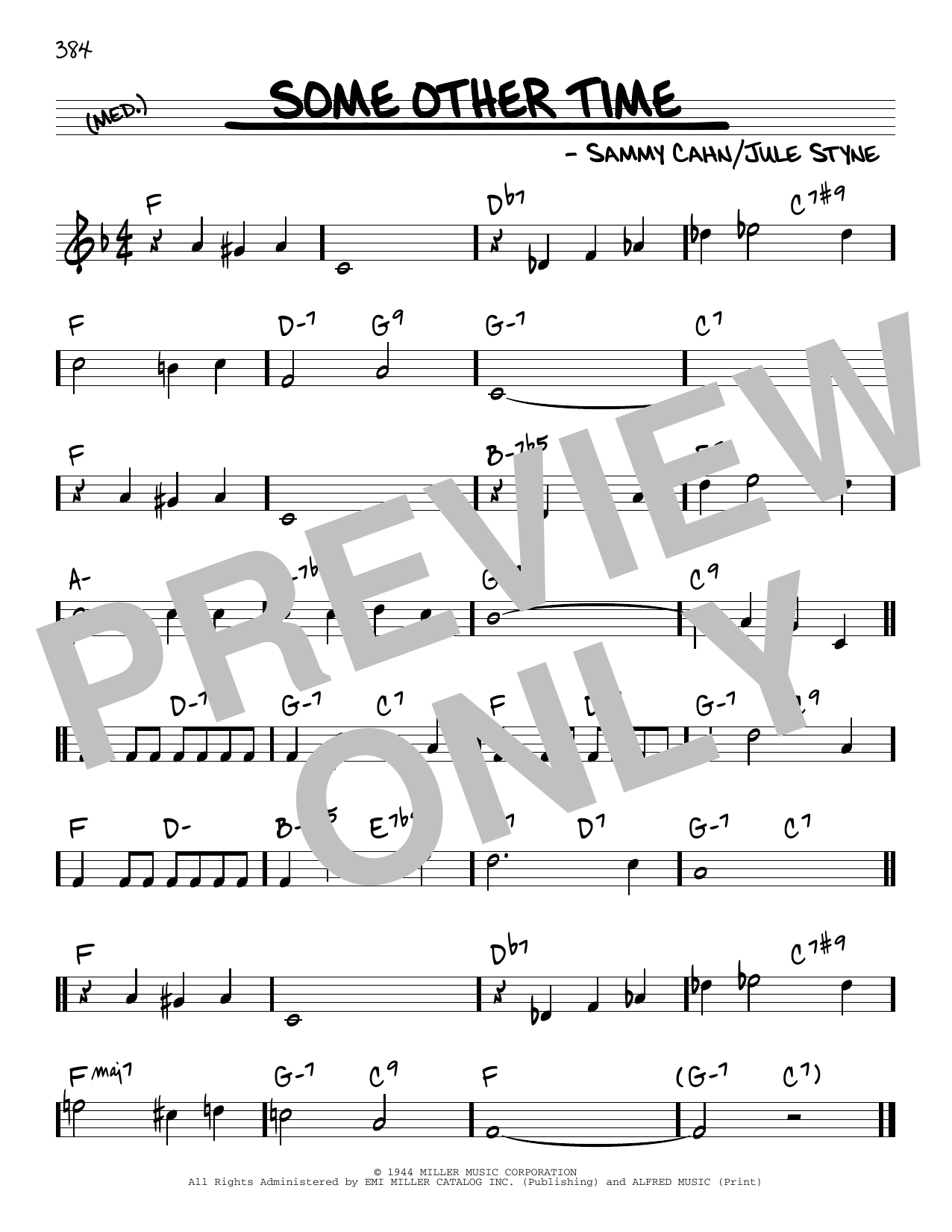 Jule Styne Some Other Time sheet music notes and chords arranged for Real Book – Melody & Chords