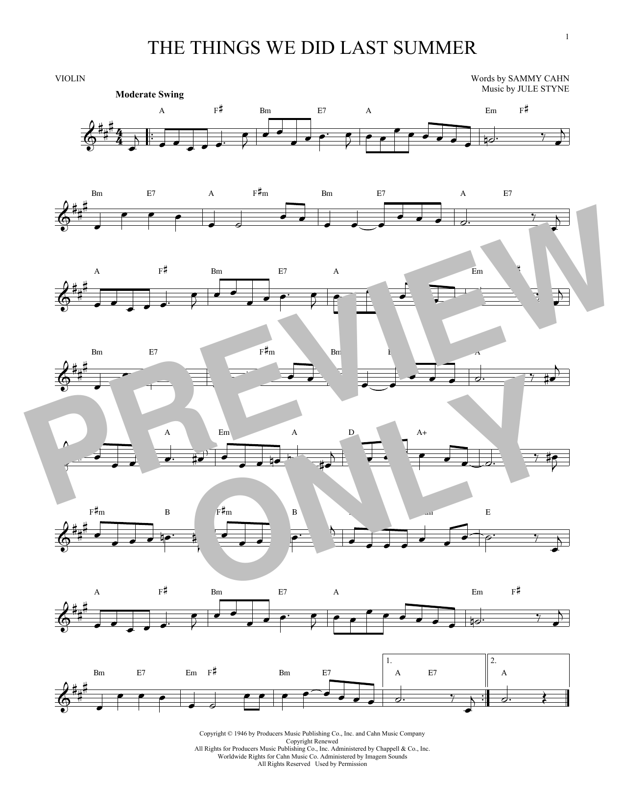 Jule Styne The Things We Did Last Summer sheet music notes and chords arranged for Lead Sheet / Fake Book