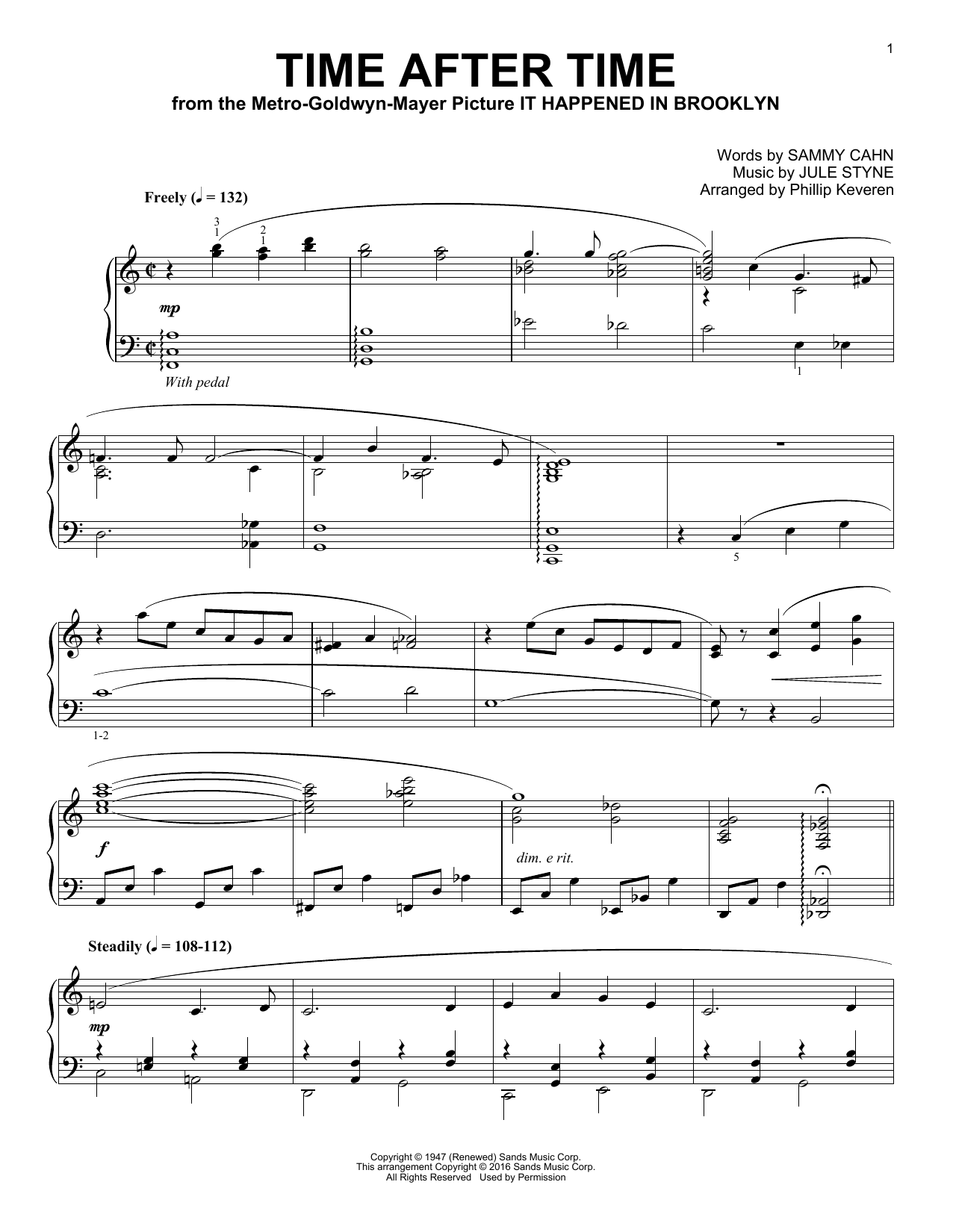 Jule Styne Time After Time (arr. Phillip Keveren) sheet music notes and chords arranged for Piano Solo