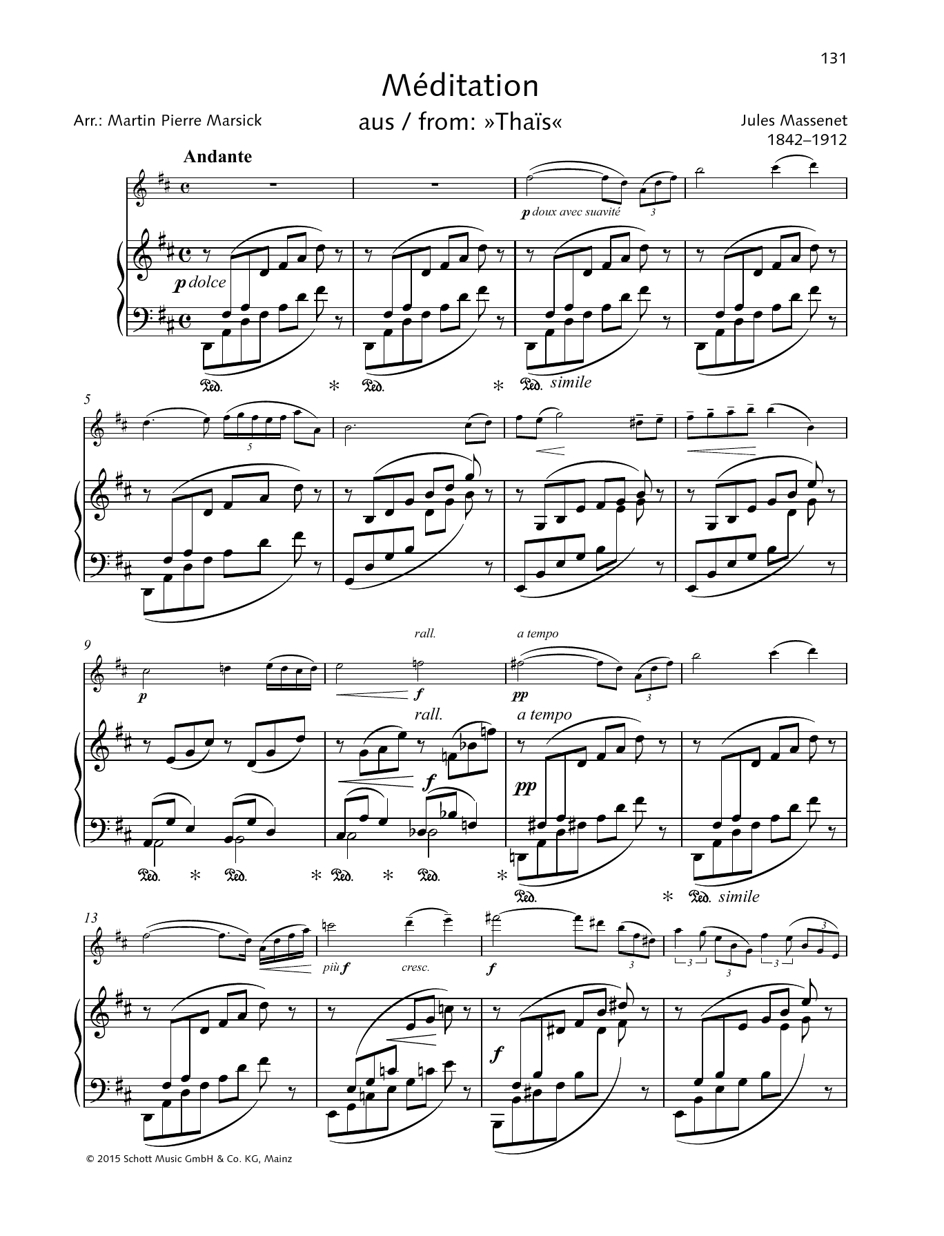 Jules Àmile Frédéric Massenet Meditation sheet music notes and chords arranged for Woodwind Solo