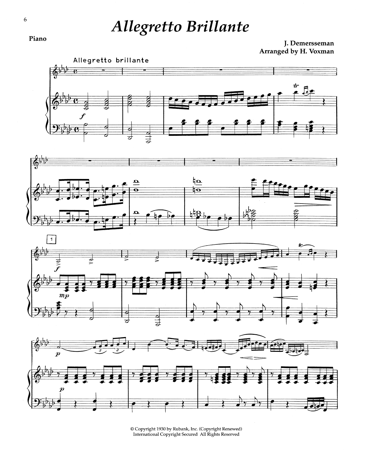 Jules Demersseman Allegretto Brillante sheet music notes and chords arranged for Alto Sax and Piano