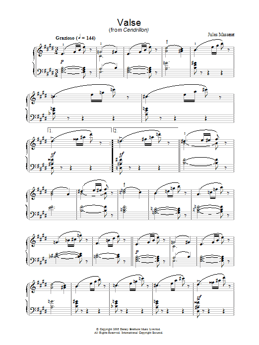 Jules Massenet Valse (from Cendrillon) sheet music notes and chords arranged for Piano Solo