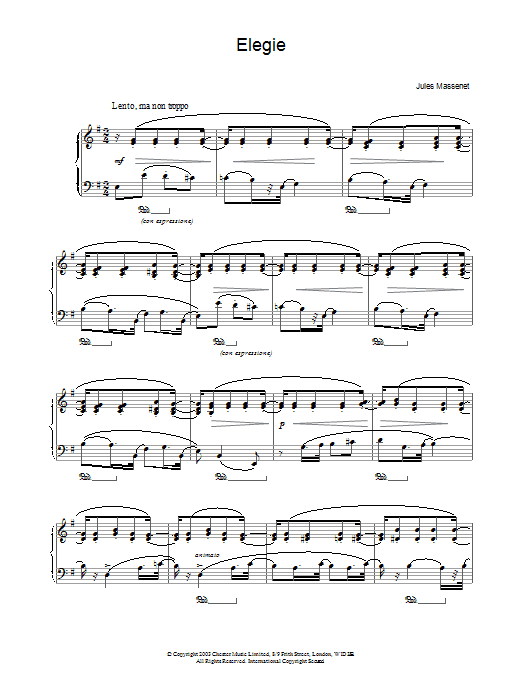 Jules Massenet Elegie sheet music notes and chords. Download Printable PDF.