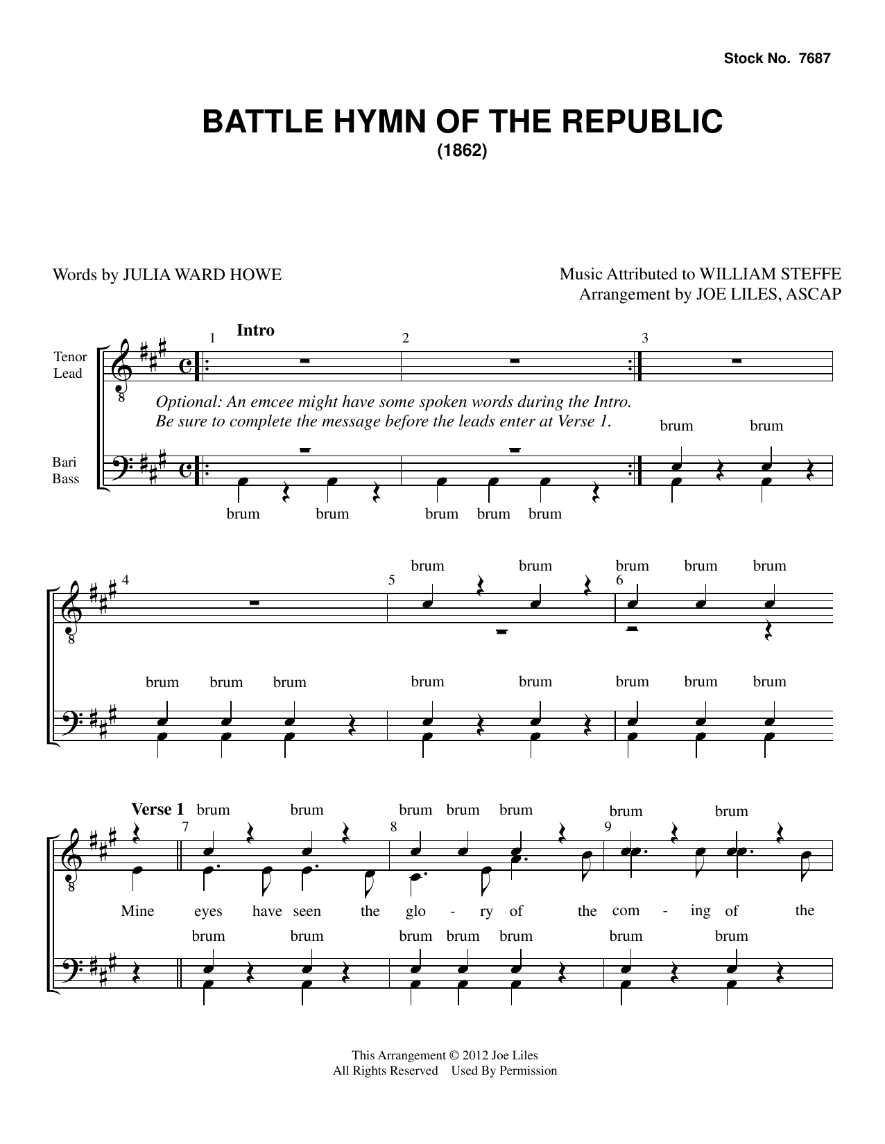 Julia Ward Howe The Battle Hymn of the Republic (arr. Joe Liles) sheet music notes and chords arranged for TTBB Choir
