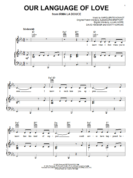 Julian More Our Language Of Love sheet music notes and chords arranged for Lead Sheet / Fake Book