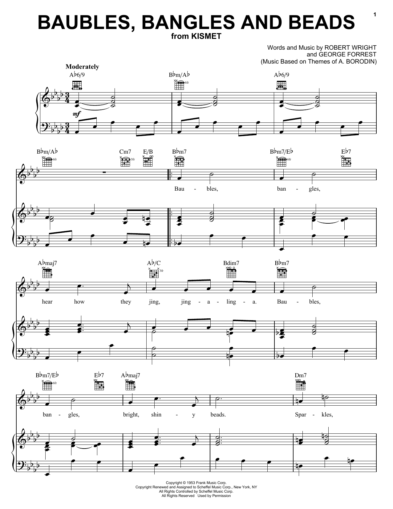 Julie Andrews Baubles, Bangles And Beads sheet music notes and chords arranged for Piano, Vocal & Guitar Chords (Right-Hand Melody)