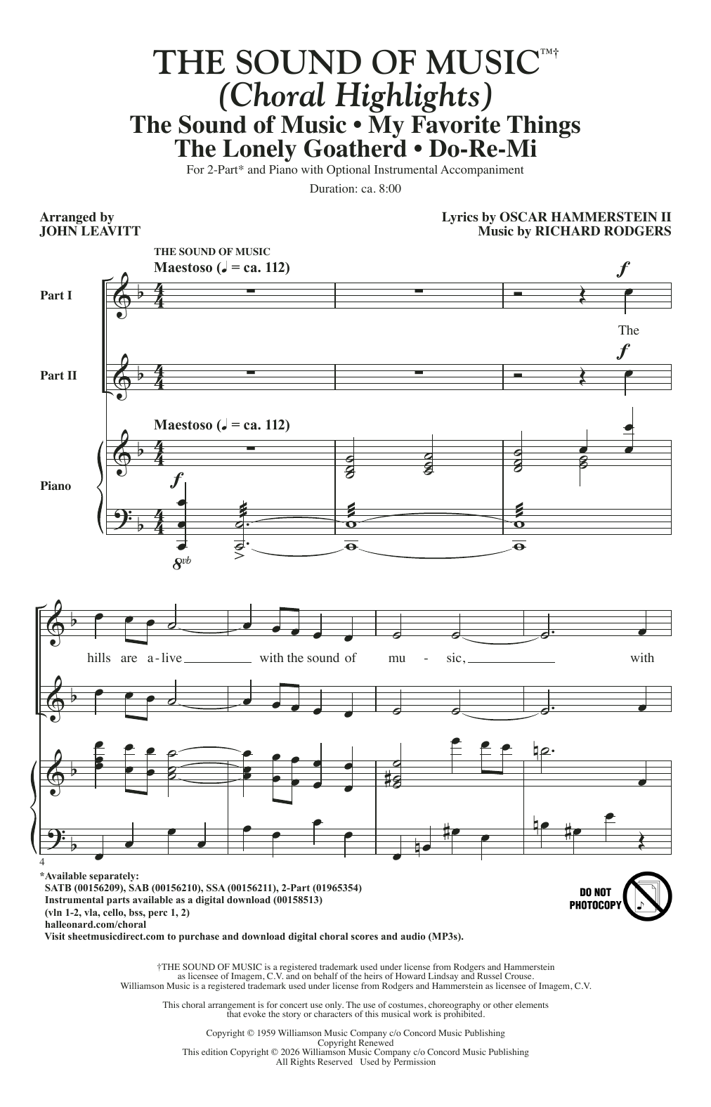 Julie Andrews Do-Re-Mi (arr. John Leavitt) sheet music notes and chords arranged for 2-Part Choir