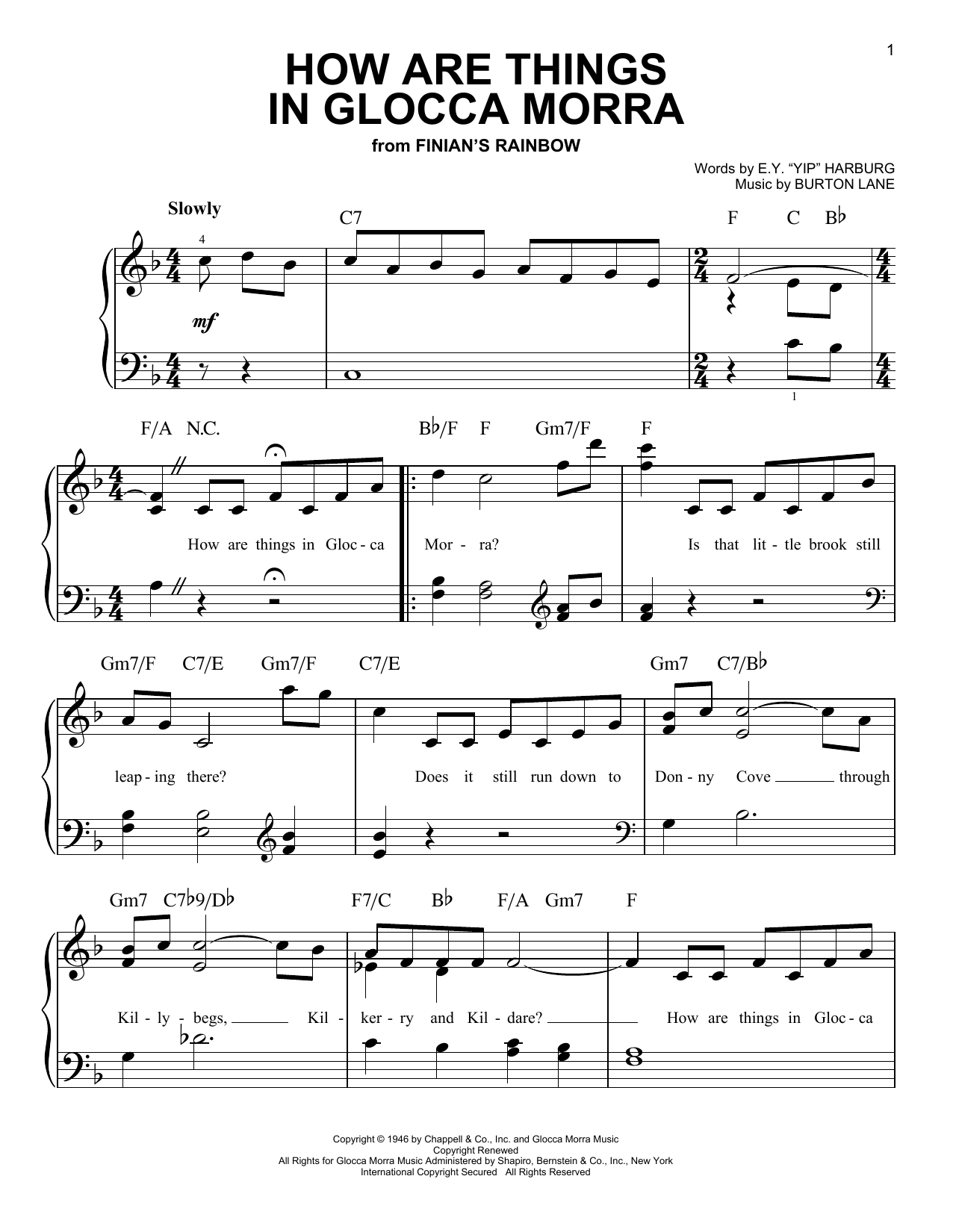 Julie Andrews How Are Things In Glocca Morra sheet music notes and chords arranged for Easy Piano