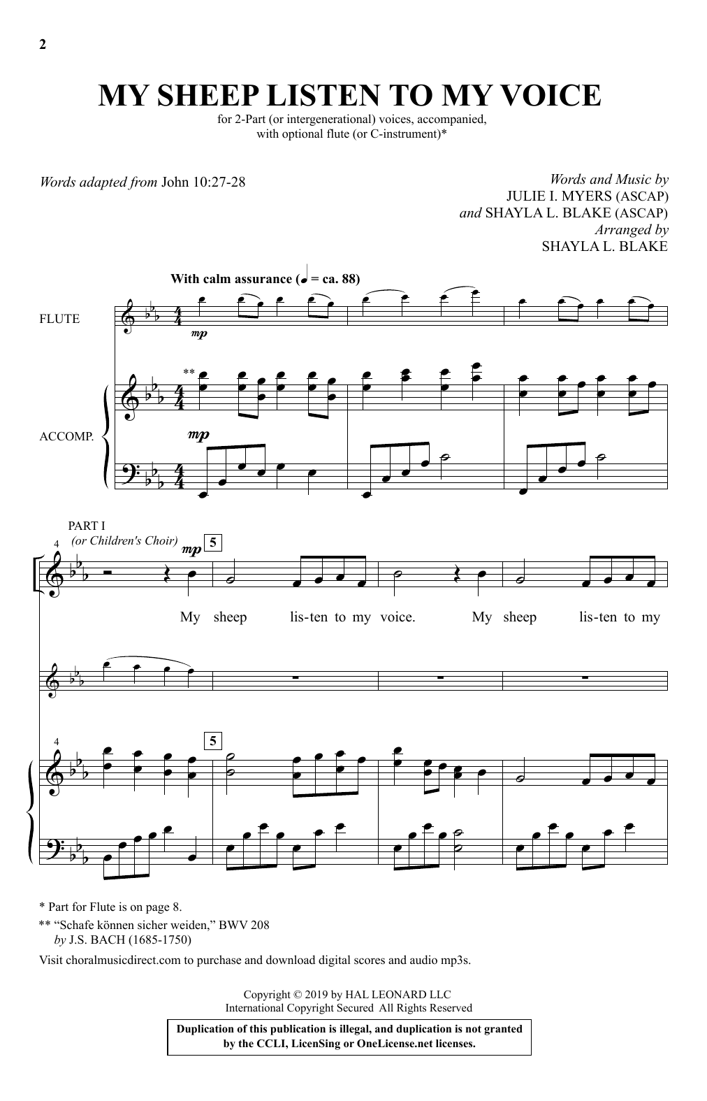 Julie I. Myers and Shayla L. Blake My Sheep Listen To My Voice (arr. Shayla L. Blake) sheet music notes and chords arranged for 2-Part Choir