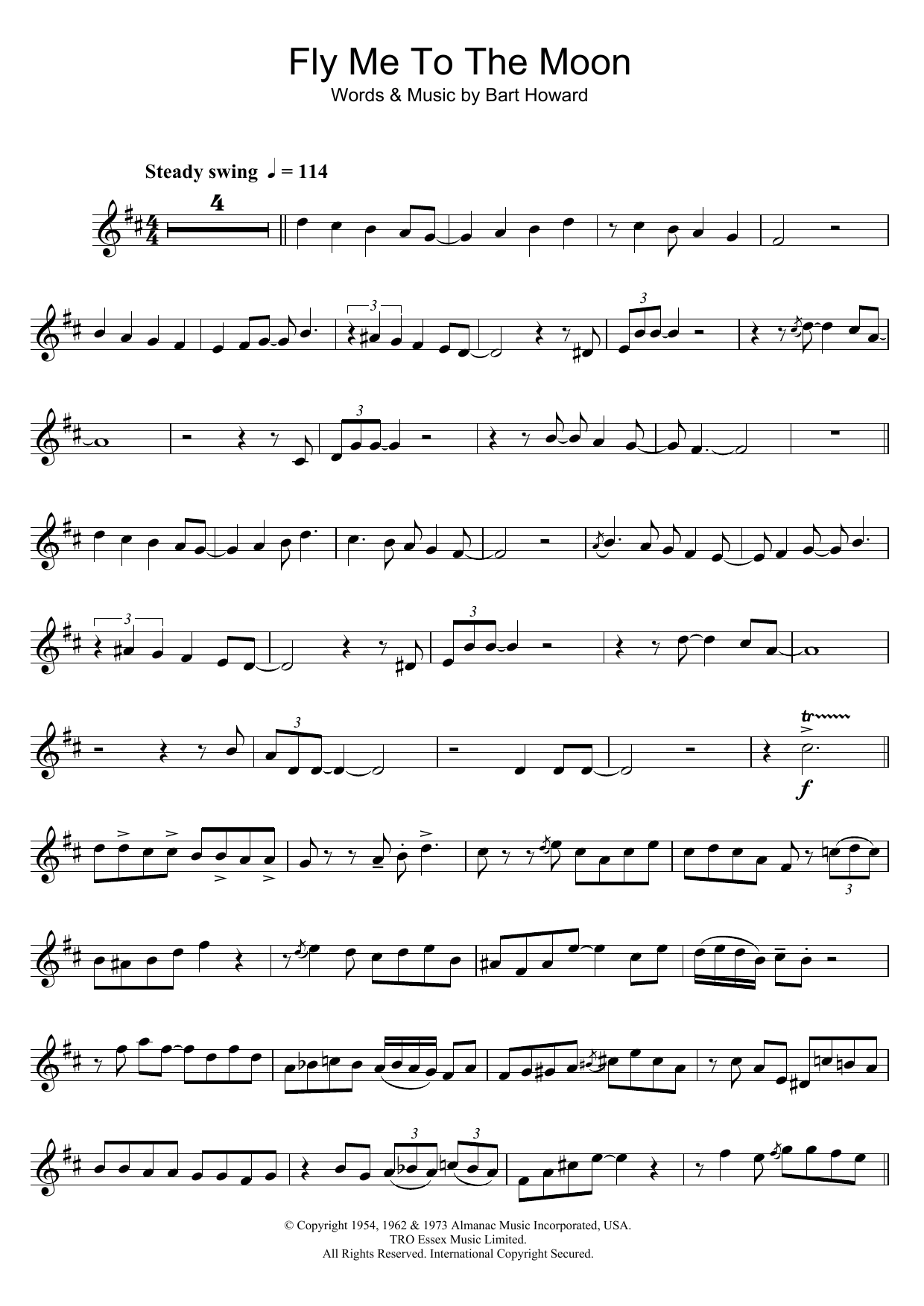 Julie London Fly Me To The Moon (In Other Words) sheet music notes and chords arranged for Trumpet Solo