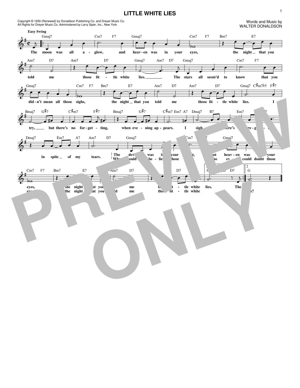 Julie London Little White Lies sheet music notes and chords arranged for Lead Sheet / Fake Book