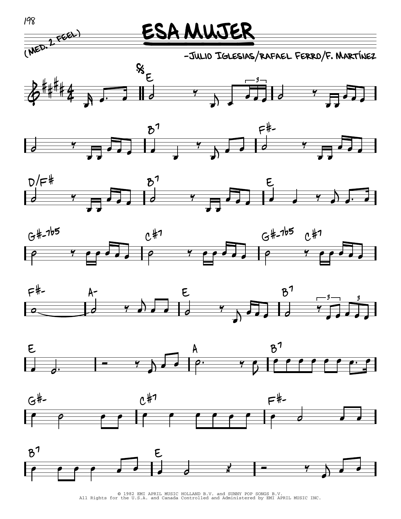 Julio Iglesias Esa Mujer sheet music notes and chords arranged for Real Book – Melody & Chords