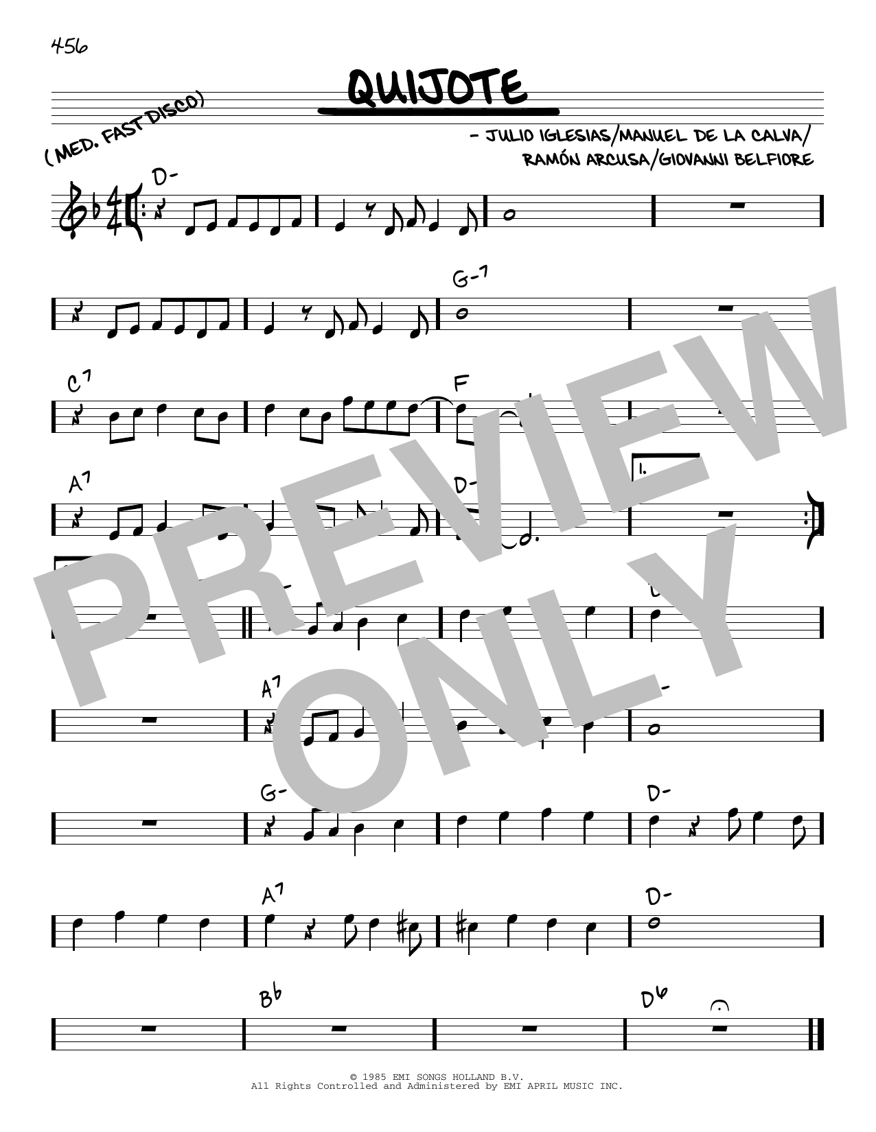 Julio Iglesias Quijote sheet music notes and chords arranged for Real Book – Melody & Chords