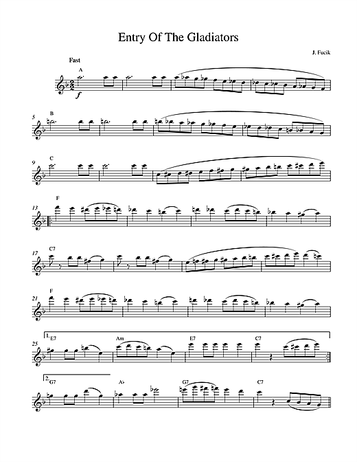 Julius Fucik Entry Of The Gladiators sheet music notes and chords. Download Printable PDF.