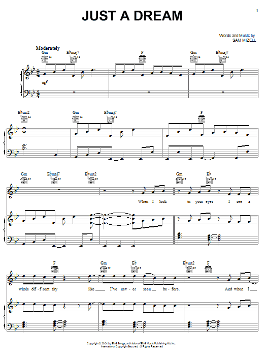 Jump5 Just A Dream sheet music notes and chords arranged for Piano, Vocal & Guitar Chords (Right-Hand Melody)