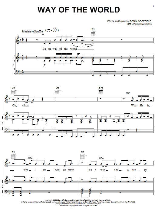 Jump5 Way Of The World sheet music notes and chords arranged for Piano, Vocal & Guitar Chords (Right-Hand Melody)