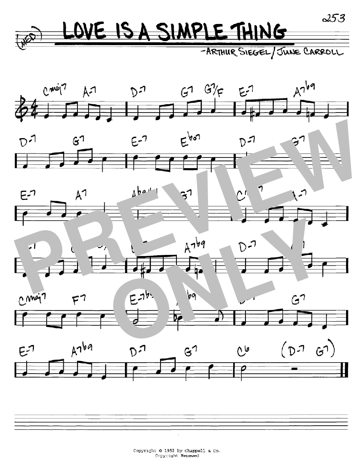 June Carroll Love Is A Simple Thing sheet music notes and chords arranged for Real Book – Melody & Chords