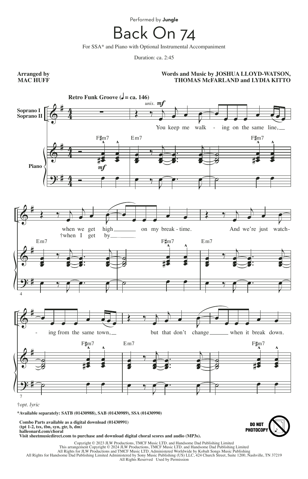 Jungle Back On 74 (arr. Mac Huff) sheet music notes and chords arranged for SATB Choir