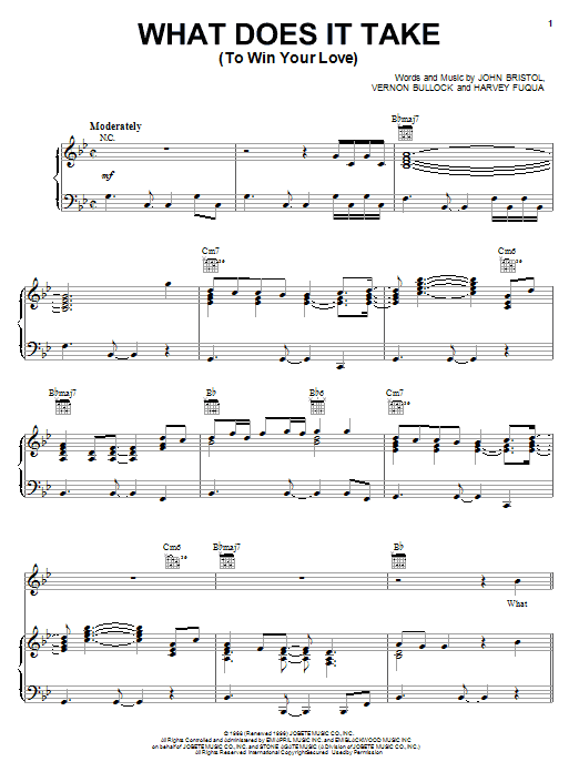 Junior Walker & The All-Stars What Does It Take (To Win Your Love) sheet music notes and chords arranged for Piano, Vocal & Guitar Chords (Right-Hand Melody)
