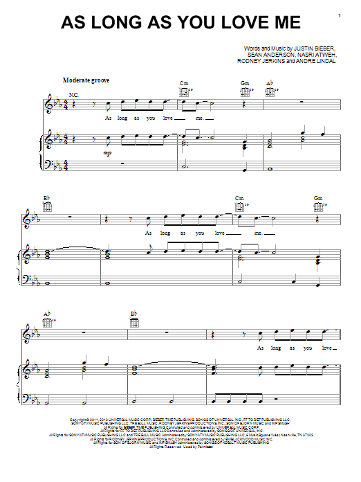 Justin Bieber As Long As You Love Me sheet music notes and chords arranged for Ukulele
