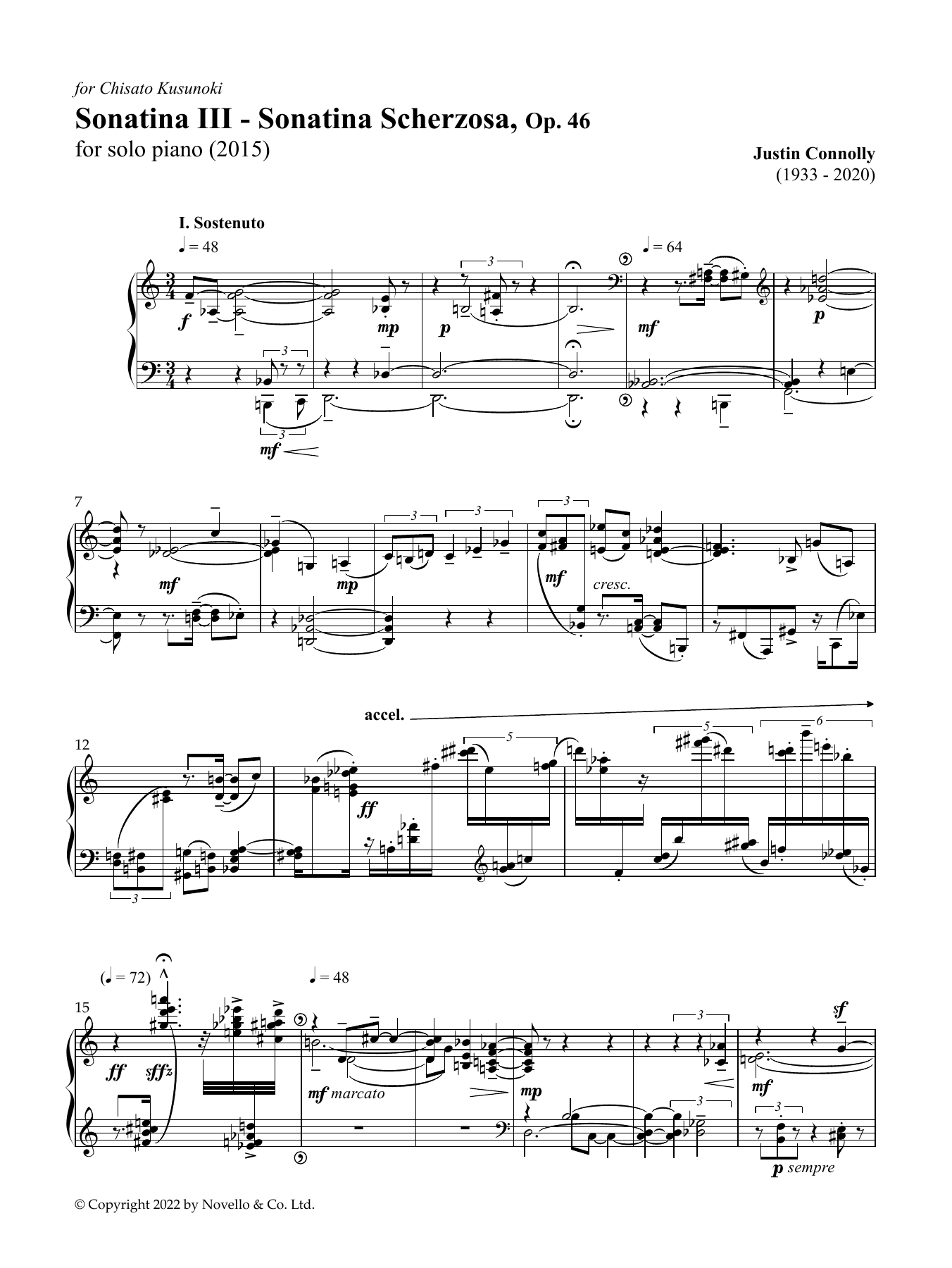 Justin Connolly Sonatina III sheet music notes and chords arranged for Piano Solo