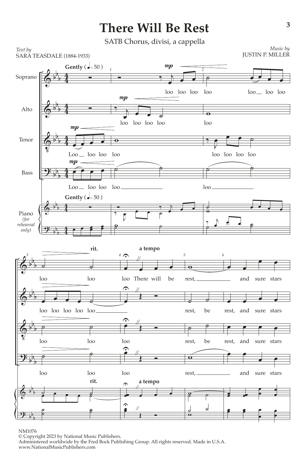 Justin Miller There Will Be Rest sheet music notes and chords arranged for Choir