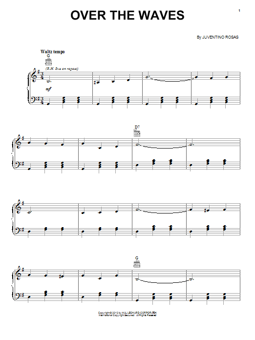 Juventino Rosas Over The Waves sheet music notes and chords arranged for Piano Solo