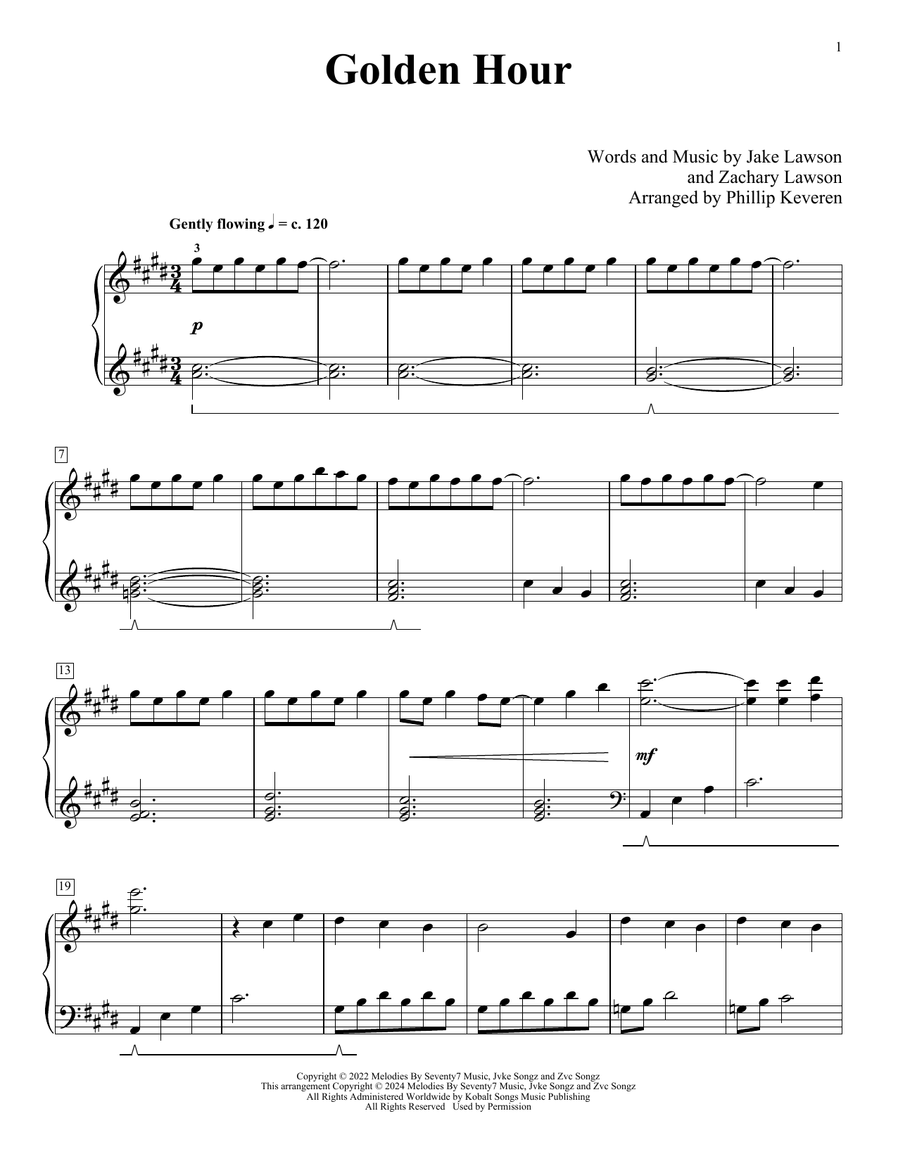 Jvke Golden Hour (arr. Phillip Keveren) sheet music notes and chords arranged for Piano Solo