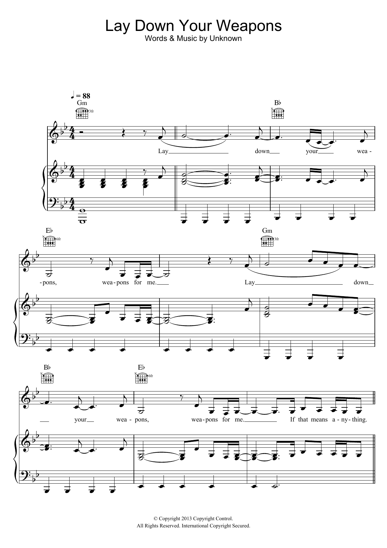K Koke Lay Down Your Weapons (featuring Rita Ora) sheet music notes and chords arranged for Piano, Vocal & Guitar Chords