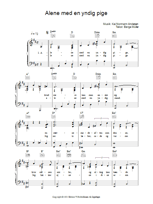 Kai Normann Andersen Alene Med En Yndig Pige sheet music notes and chords arranged for Lead Sheet / Fake Book