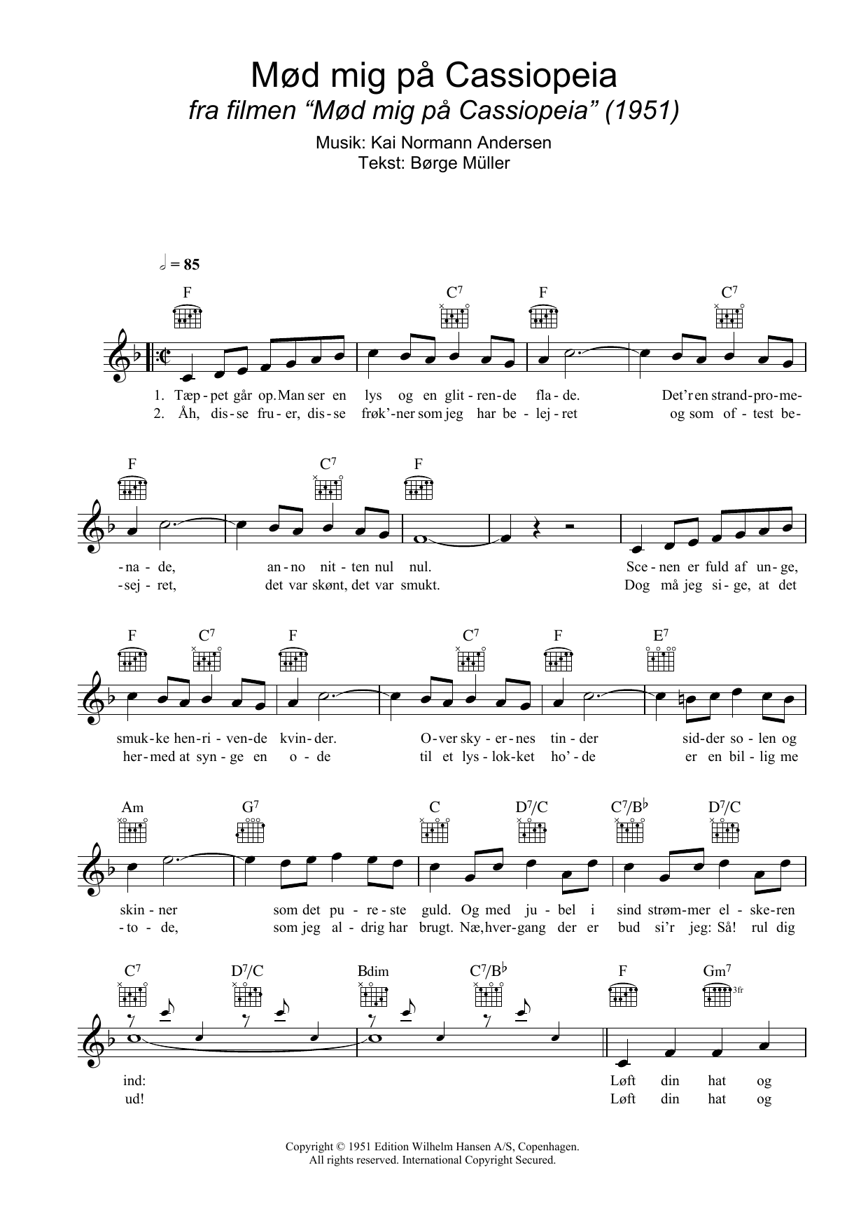 Kai Normann Andersen Loft Din Hat Og Sving Din Stok sheet music notes and chords arranged for Lead Sheet / Fake Book
