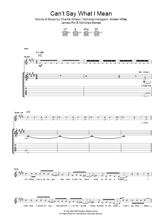 Kaiser Chiefs Can't Say What I Mean sheet music notes and chords arranged for Guitar Tab