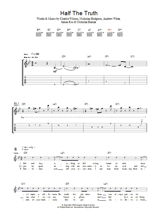 Kaiser Chiefs Half The Truth sheet music notes and chords arranged for Guitar Tab