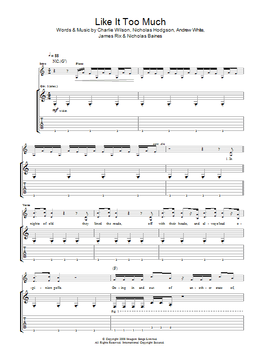 Kaiser Chiefs Like It Too Much sheet music notes and chords arranged for Guitar Tab