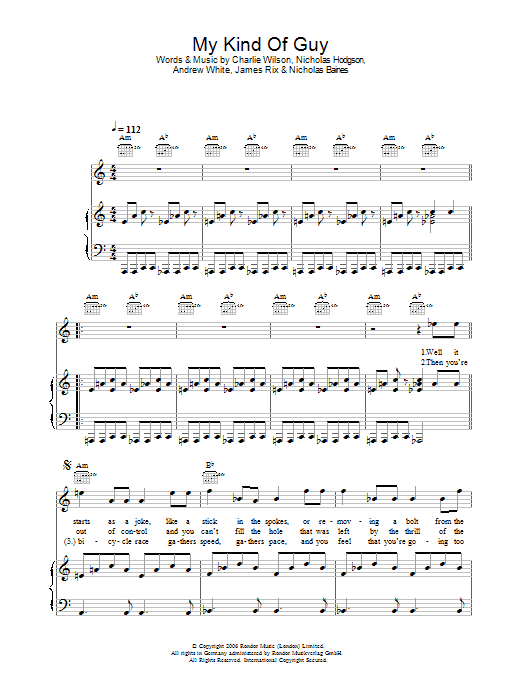 Kaiser Chiefs My Kind Of Guy sheet music notes and chords arranged for Guitar Tab