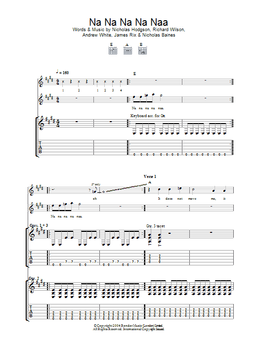 Kaiser Chiefs Na Na Na Na Naa sheet music notes and chords arranged for Guitar Tab