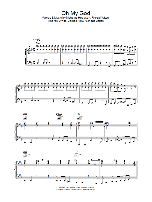 Kaiser Chiefs Oh My God sheet music notes and chords arranged for Guitar Chords/Lyrics