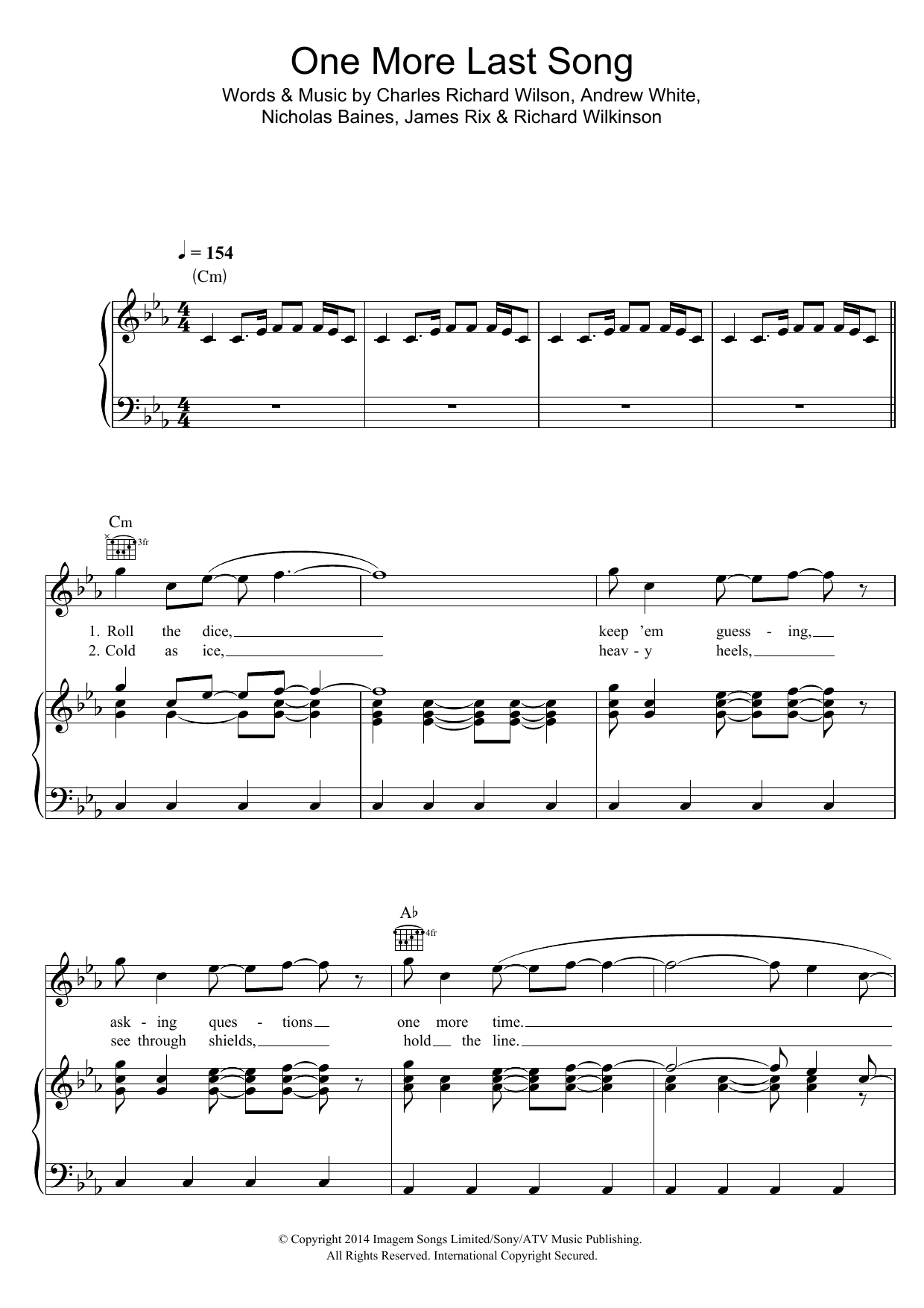 Kaiser Chiefs One More Last Song sheet music notes and chords arranged for Piano, Vocal & Guitar Chords