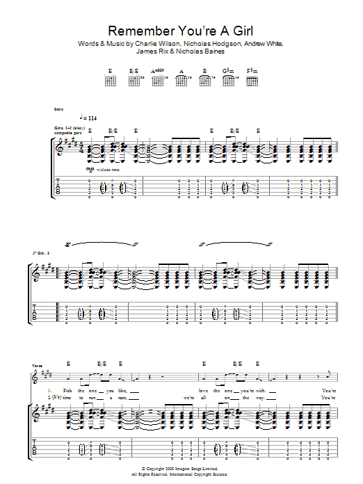 Kaiser Chiefs Remember You're A Girl sheet music notes and chords arranged for Guitar Tab