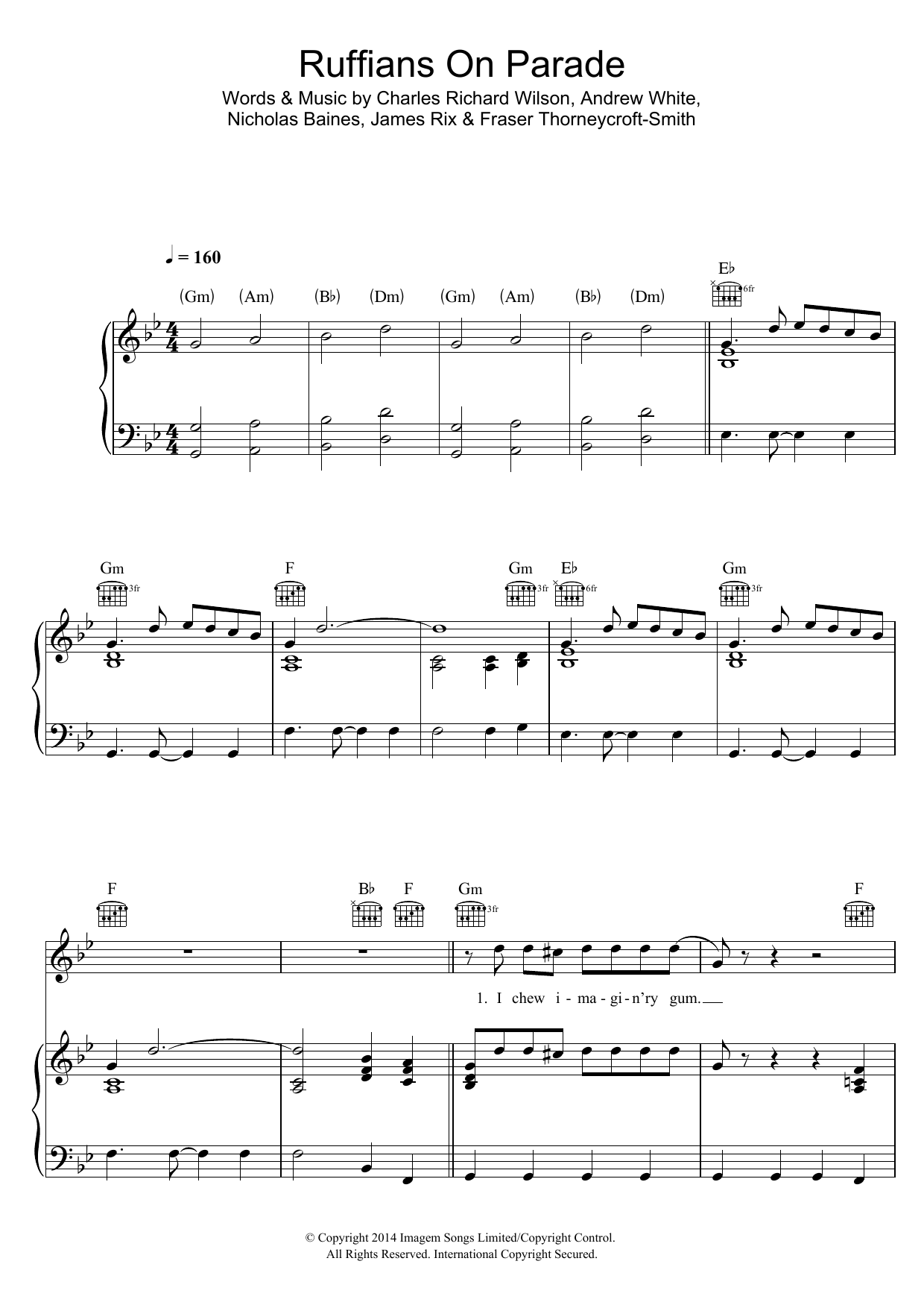 Kaiser Chiefs Ruffians On Parade sheet music notes and chords arranged for Piano, Vocal & Guitar Chords