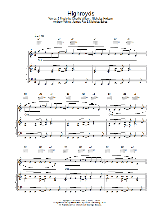 Kaiser Chiefs The Spirit Of The Lord Is Upon Me sheet music notes and chords arranged for Piano, Vocal & Guitar Chords