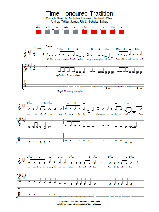 Kaiser Chiefs Time Honoured Tradition sheet music notes and chords arranged for Guitar Tab