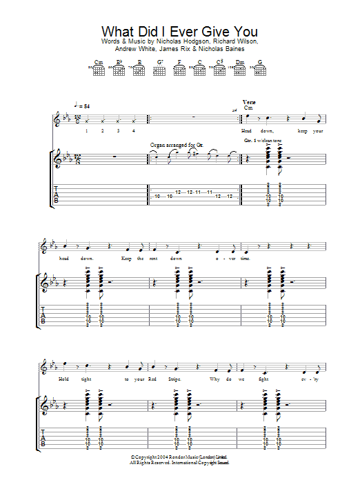 Kaiser Chiefs What Did I Ever Give You? sheet music notes and chords arranged for Guitar Tab