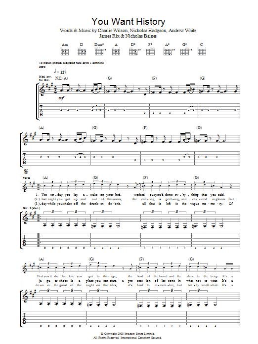 Kaiser Chiefs You Want History sheet music notes and chords arranged for Guitar Tab