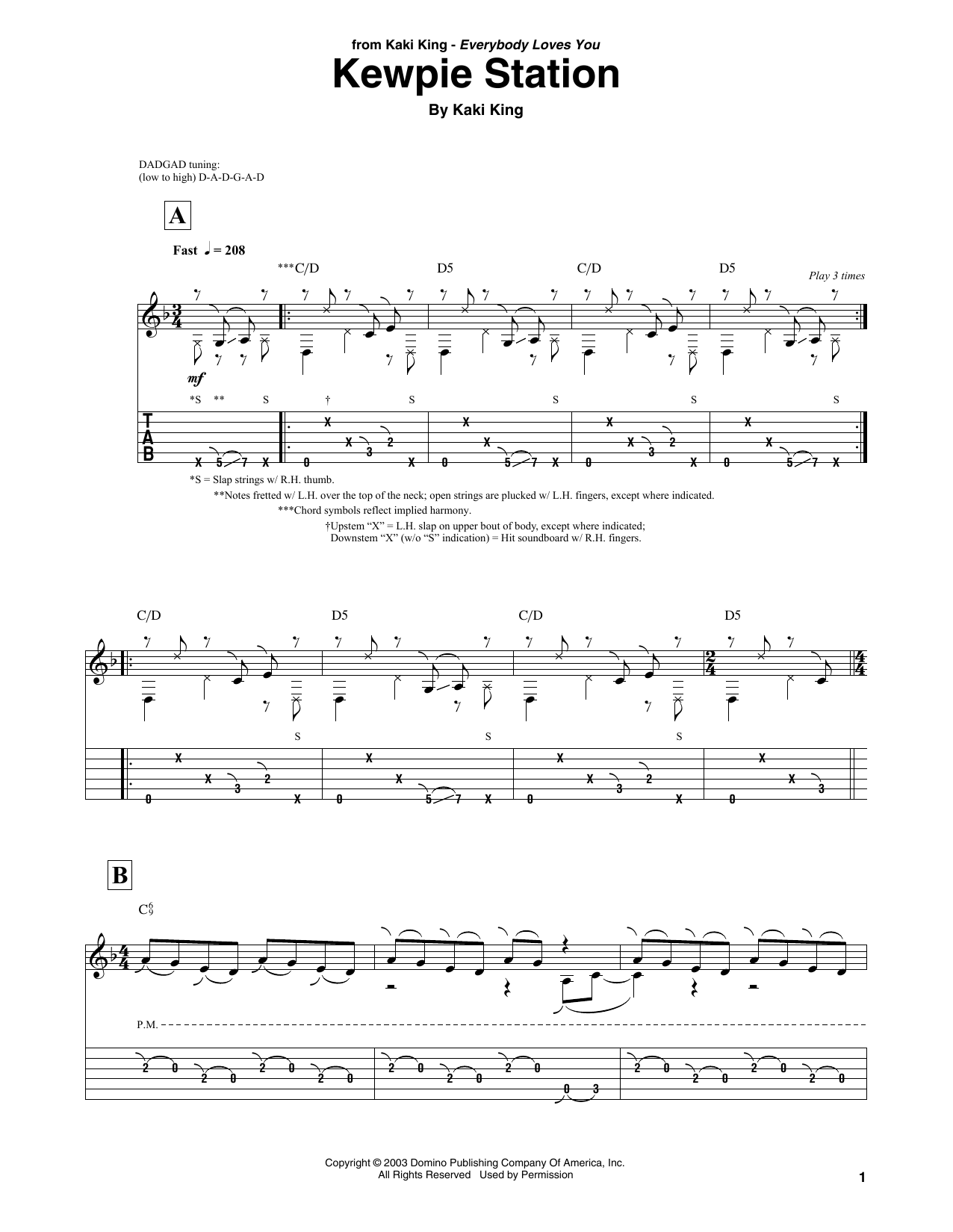 Kaki King Kewpie Station sheet music notes and chords arranged for Solo Guitar