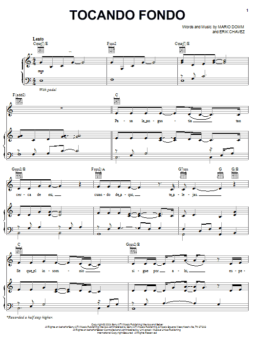 Kalimba Tocando Fondo sheet music notes and chords arranged for Piano, Vocal & Guitar Chords (Right-Hand Melody)