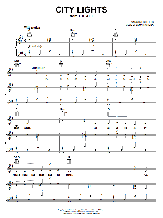 Kander & Ebb City Lights sheet music notes and chords arranged for Piano, Vocal & Guitar Chords (Right-Hand Melody)