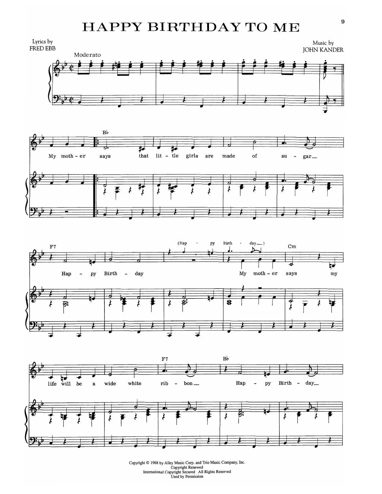 Kander & Ebb Happy Birthday To Me (from Zorba) sheet music notes and chords arranged for Piano & Vocal