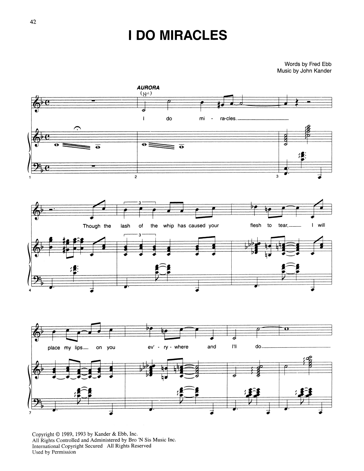 Kander & Ebb I Do Miracles (from Kiss Of The Spider Woman) sheet music notes and chords arranged for Piano & Vocal